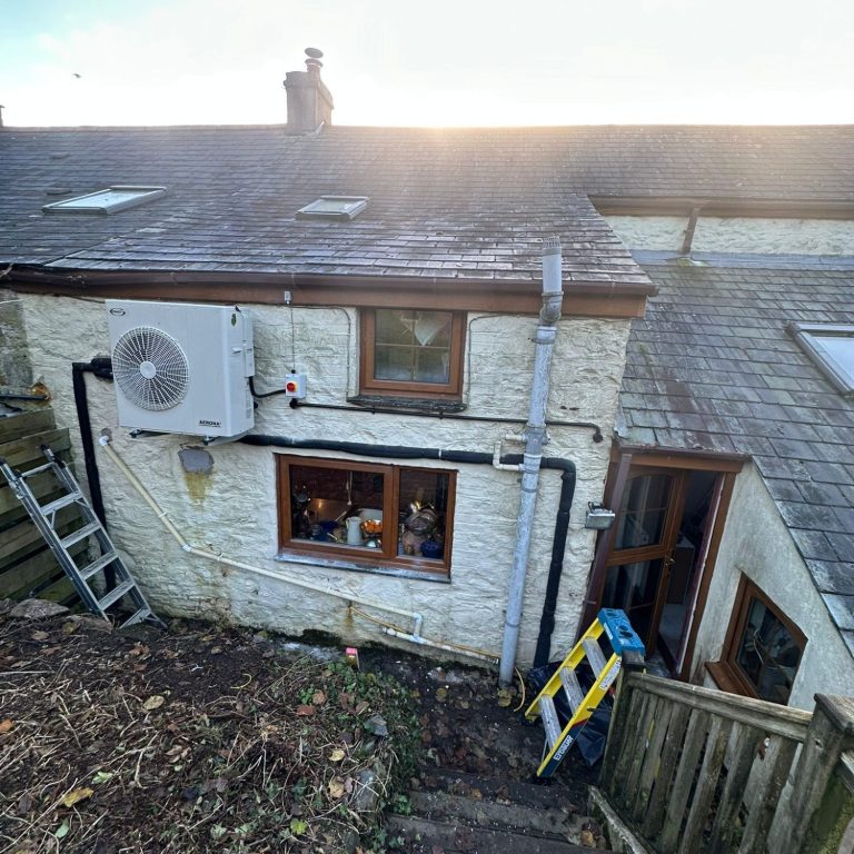 Air source heat pump on an old property